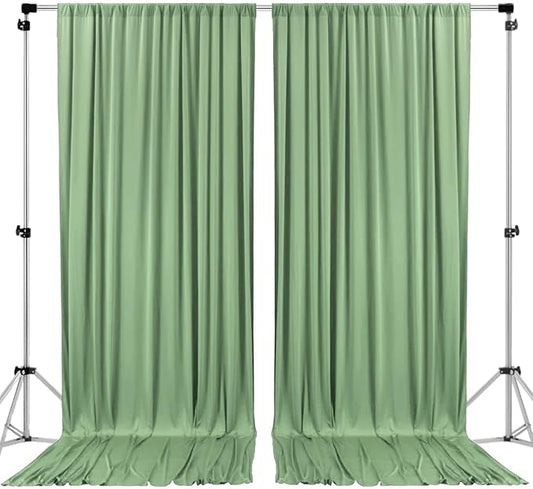 AK TRADING CO. 10 feet x 10 feet Sage IFR Polyester Backdrop Drapes Curtains Panels with Rod Pockets - Wedding Ceremony Party Home Window Decorations