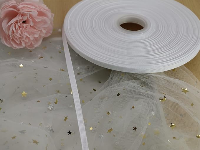 Jesep One Roll 100 Yards 1/4" Soild Grosgrain Ribbon Boutique Gift Wrapping Package Ribbon, DIY Crafts Bow Hair Headband Accessories Assorted Ribbon#29 (1/4" 6mm, White)