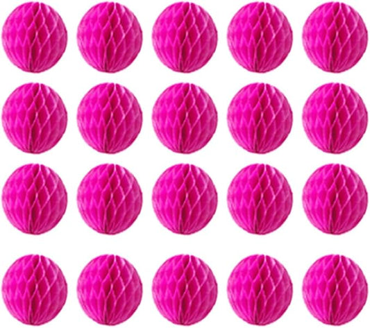 20pcs 3inch Honeycomb Flower Balls Party Honeycomb Balls Decoration Paper Flower Balls Tissue Paper Flower Ball Pom Poms Ball for Birthday Wedding Home Decor (3inch, Hot Pink)