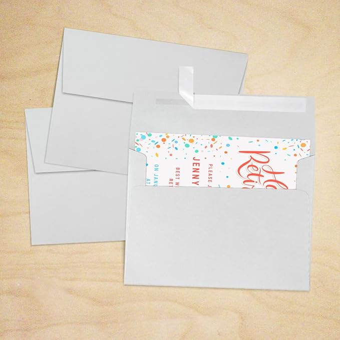LUXPaper A7 Invitation Envelopes | Peel & Press | 5 1/4" x 7 1/4" | Gray | 80lb. Text | 100% Cotton | 250 Qty