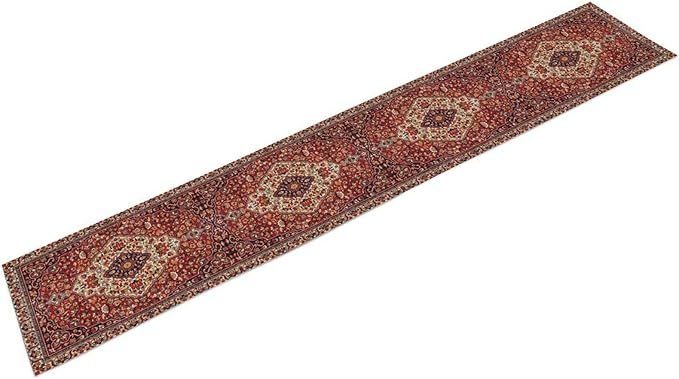 Boho Floral Vintage Table Runner, Paisley Retro Red Flower Rustic Country Farmhouse Abstract Pattern for Home Kitchen Table Decor Dining Coffee Room Party Decor 13x36in
