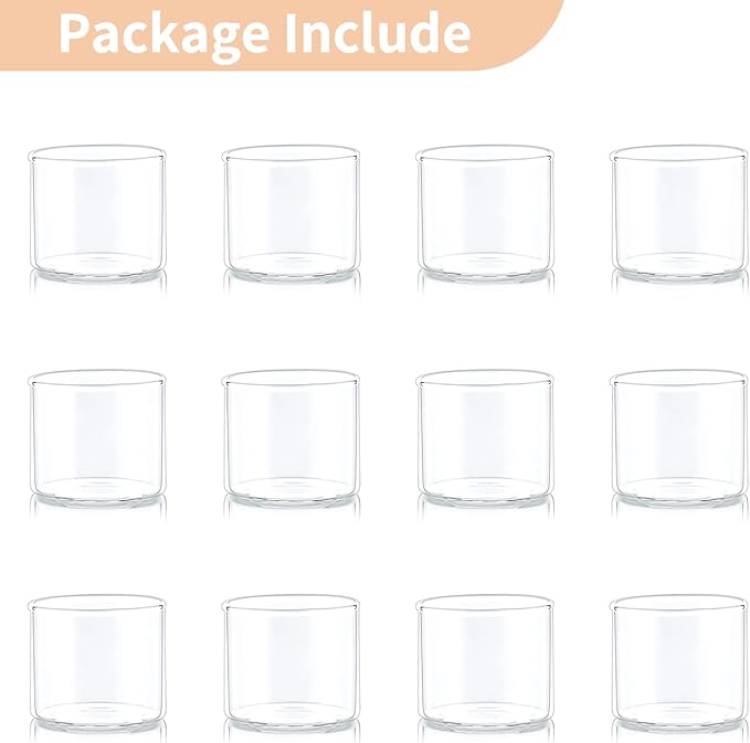 NUPTIO Glass Votive Candle Holders: Set of 12 Clear Tea Light Holders - Mini Floating Candleholders for Home Christmas Thanksgiving Party Table Centerpieces Decor (1.8 x 1.57 inch)