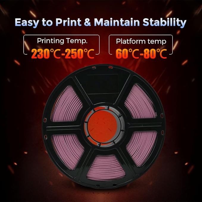 FLASHFORGE Carbon Fiber PETG Filament 1.75mm, Carbon Fiber PETG 3D Printer Filament, 1KG Spool Dimensional Accuracy +/- 0.02mm, Lightweight & Heat-Resistant & Moisture Free (Dusty Pink)