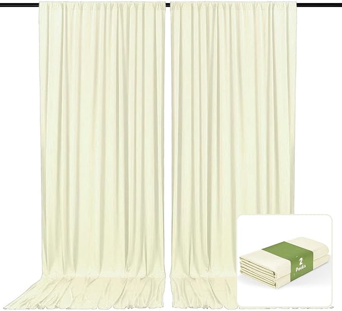 2 Panels Cream Backdrop Curtain, 10 x 10 Feet Background Curtains for Parties, Weddings, Baby Showers, Bachelorette Halloween, Christmas Birthday Party Photoshoot Backdrop Curtains Decorations