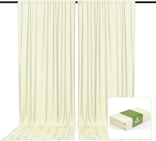 2 Panels Cream Backdrop Curtain, 10 x 10 Feet Background Curtains for Parties, Weddings, Baby Showers, Bachelorette Halloween, Christmas Birthday Party Photoshoot Backdrop Curtains Decorations