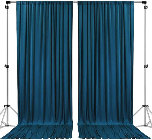 AK TRADING CO. 10 feet x 10 feet Dark Teal IFR Polyester Backdrop Drapes Curtains Panels with Rod Pockets - Wedding Ceremony Party Home Window Decorations