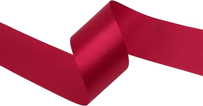 Scarlet Red Satin Ribbon 1-1/2 inch X Continuous 100 Yards, Single Face Polyester Ribbon Perfect for Gift Wrapping, Flower Bouquet, Wedding Decor, Crafts, Bow Making, Sewing and More
