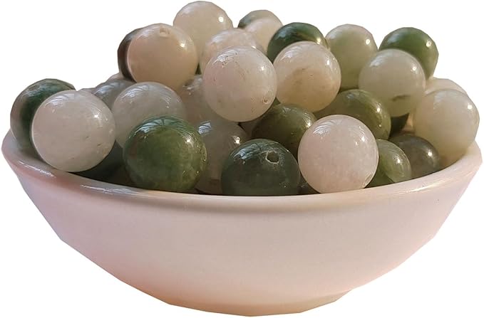 Stone Beads 8mm 100pcs Tiansan Jade Beads Round Loose Gemstones Beads for Bracelet Necklace Jewelry Making (8mm, 60816 Tiansan Jade)
