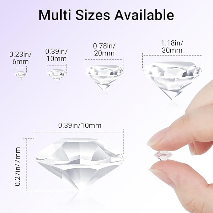 SUREAM 2000PCS Acrylic Ice Rocks - 10mm/0.39Inch, Clear Fake Diamonds for Wedding Party, Gems Treasure Crystal for Table Scatter, Crafts, Vase Filler, Photography Props, Home Decoration, No Holes