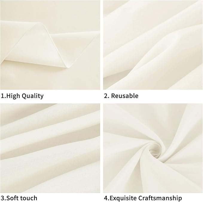 Ivory 6 Pack Round 60 Inch Tablecloth, Premium Polyester Table Cloth Washable Table Cover Stain and Wrinkle Resistant Decorative Table Cover for Party Wedding
