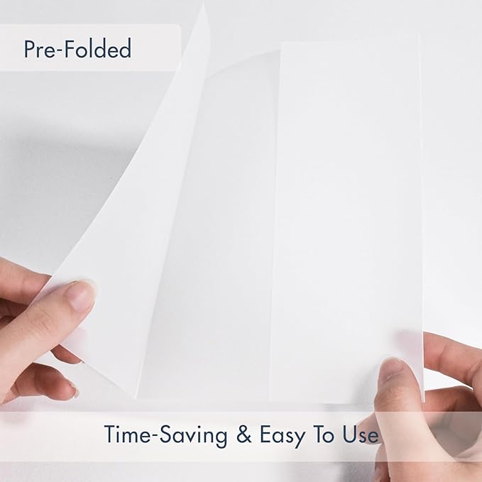50 Pack Pre-Folded Vellum Jackets For 5x7 Invitations,AZAZA Translucent Invitation Sleeves,115GSM Vellum Jackets 5x7, Wedding Invitation Accessories, For Weddings Birthdays Baby Showers,Elegant Pearl
