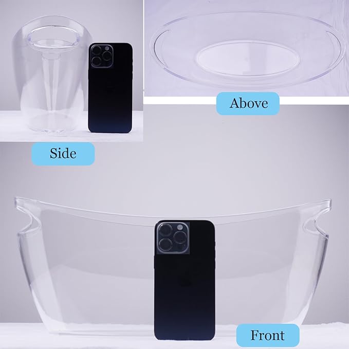 2 PCS Ice Bucket,Acrylic Ice Buckets for Parties,5.5L Extra Large Clear Champagne Beer Tub Mimosa Bar Supplies Kit Wine Beverage Bucket with Corkscrew&Scoop for Wine Cocktail Bar(Clear)