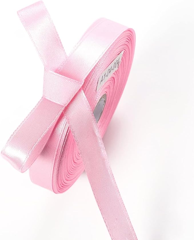 1/2" x 50 Yards Pink Satin Ribbon Single Faced Fabric Ribbons for Gift Wrapping, Crafting, Bows Making, Sewing, Wedding, Home Decor