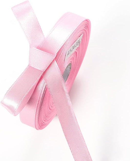 1/2" x 50 Yards Pink Satin Ribbon Single Faced Fabric Ribbons for Gift Wrapping, Crafting, Bows Making, Sewing, Wedding, Home Decor