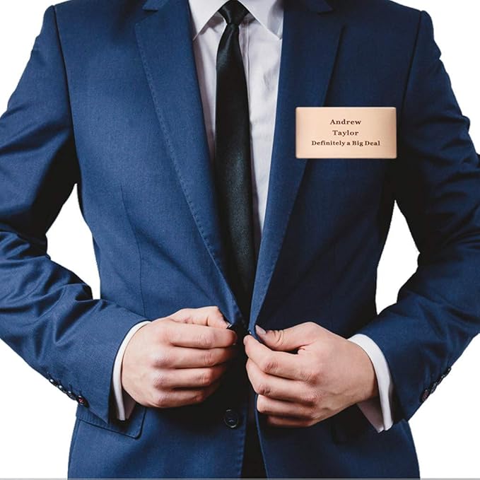 Custom Engraved Name Tag Badge for Business Personalized Identification with Pin or Magnetic Backing Aluminum ID Badge (Black/White, 1.5" x 3")