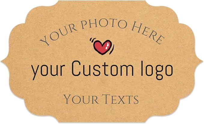 100pcs Personalized Stickers Labels Custom Business Logo Stickers Kraft Paper Labels in Circle, Rectangle, Square, Oval, in 1.5",2", 2.5“, 3”, 4" (Polygon)