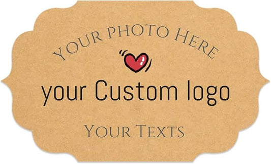 100pcs Personalized Stickers Labels Custom Business Logo Stickers Kraft Paper Labels in Circle, Rectangle, Square, Oval, in 1.5",2", 2.5“, 3”, 4" (Polygon)