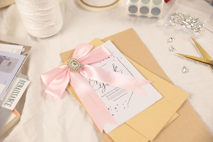 Baby Pink Satin Ribbon 1 inch X Continuous 25 Yards, Single Face Polyester Ribbon Perfect for Gift Wrapping, Flower Bouquet, Wedding Decor, Crafts, Bow Making, Sewing and More