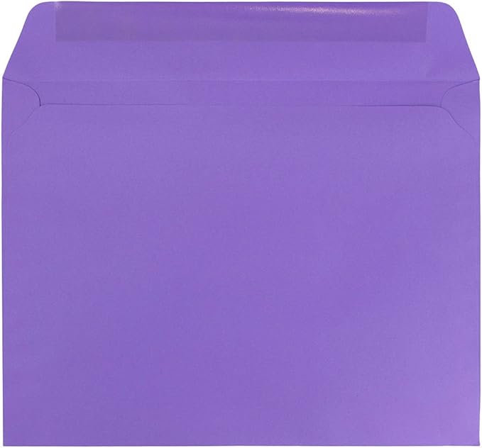 JAM PAPER 9 x 12 Booklet Colored Envelopes - Violet Purple Recycled - Bulk 1000/Carton