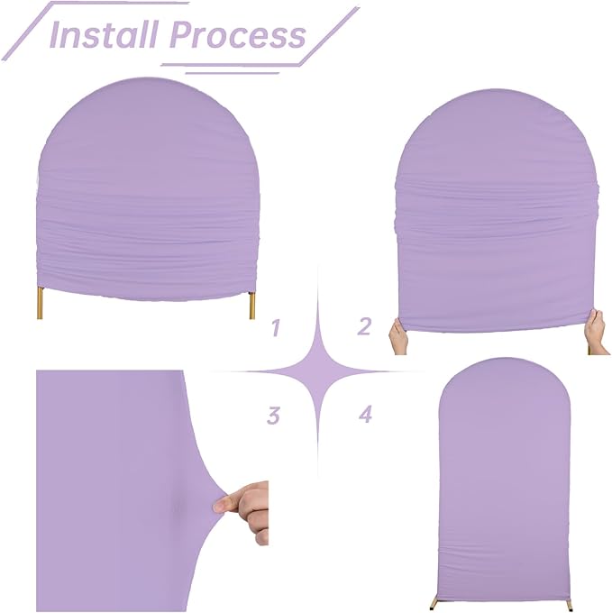 bricia Wedding Arch Backdrop Stand Cover, 7.2FT Double Sided Stretchy Arch Cover Fitted Wedding Birthday Party Banquet Decoration (Lavender 86.4''Lx48''W)