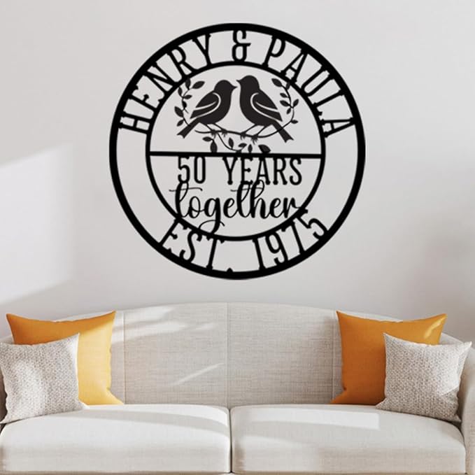 NAZENTI Personalized Metal Sign 50th Wedding Gift For Couple, Wedding Gift, Family Name Sign, Outdoor Name, Anniversary, Home Decor, Front Door