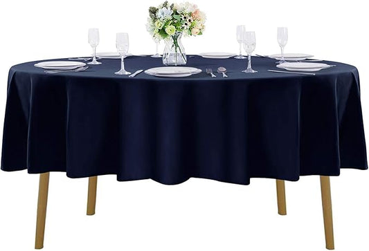 60 inch Round Tablecloth Washable Polyester Table Cloth Decorative Table Cover for Wedding Party Dining Banquet（60 inch,Navy）