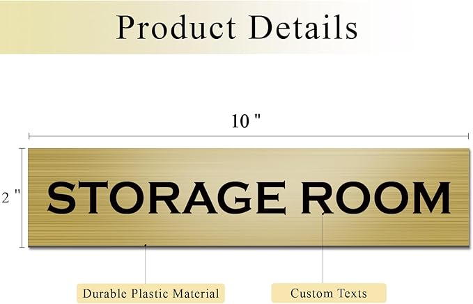 Custom Office Engraved Name Plate for Door or Wall Sign, Personalized Door Name Plate for Office with Adhesive, Laser Engraving, 10 Colors Available, 3 Styles (2" x 10")