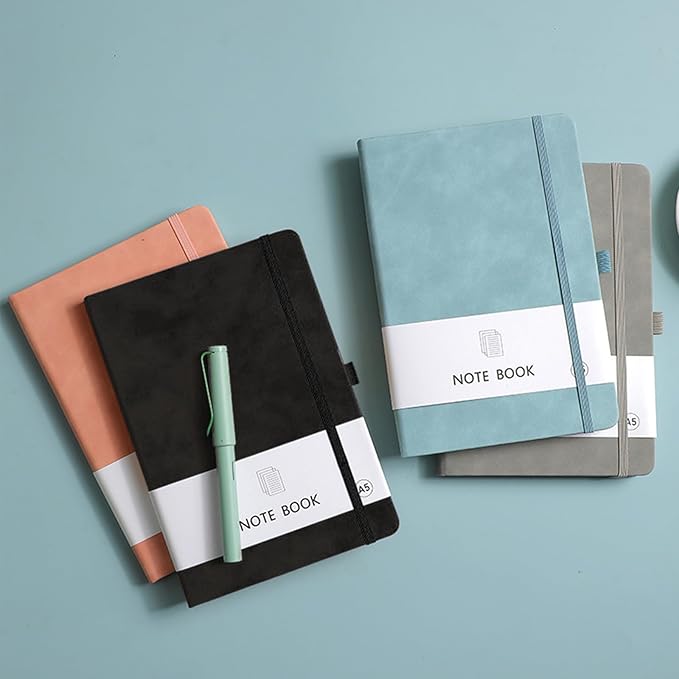 Personalized Notebook Custom Journal Notebook PU Leather A5 Can Customized with Logo/Text/Image- 192 Lined Pages 8.3 x 5.9 Inch, Pen Loop, Elastic Band, Green Hardcover
