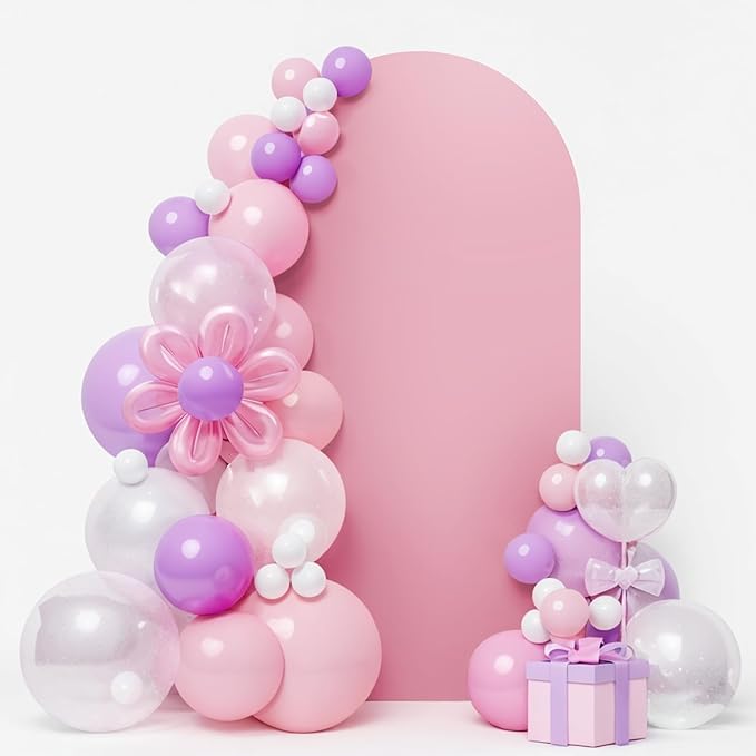LEBENGURU Upgraded 6FT Wedding Arch Cover, Dusty Pink Spandex Fitted Arch Backdrop Cover, Round Top Chiara Stand Covers for Birthday Party Baby Shower Banquet Balloon Décor