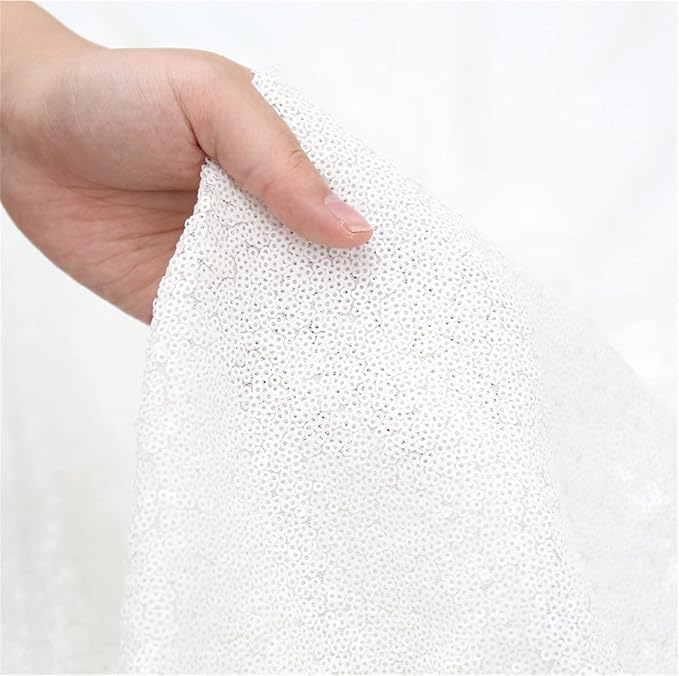 Poise3EHome White Sequin Backdrop Curtains,2 Panels 2FTx8FT Glitter Background for Party Halloween Birthday Party Baby Shower Wedding Christmas Thanksgiving Holiday Festival Decor