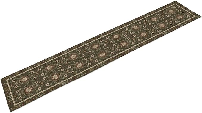 Vintage Boho Floral Table Runner, Rustic Country Farmhouse Brown Bohemia Flower Pattern for Home Kitchen Table Decor Dining Coffee Room Party Decor 13x60in
