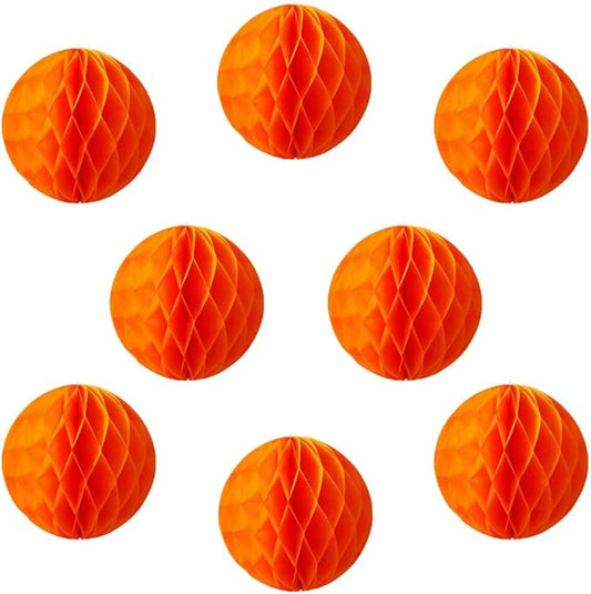 8pcs 10inch Paper Honeycomb Balls Decorative Tissue Honeycomb Balls Paper Pom Poms Flower Balls Art Hanging Balls for Birthday Wedding Nursery Baby Shower Home Decor (10inch, Orange)