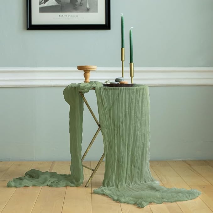 Gauze Table Runner Bulk sage Green Set of 2 Items, 12 ft Cheesecloth Runner for Table Rustic Table Runner 142 in for Boho Wedding Table Linen Cheesecloth Runner sage Green Party Décor