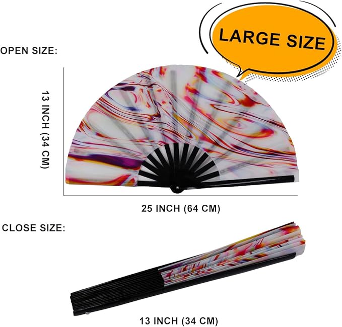 Amajiji Large Folding Hand Rave Fan Popping Fan for Line Dancing Clacking Fans for Boots On The Ground Dance,Party,Decoration,Festival (Holographic)