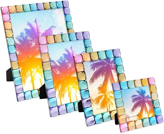 Isaac Jacobs Decorative Sparkling Jewel Picture Frame, Photo Display & Home Décor (8x10, Rainbow)