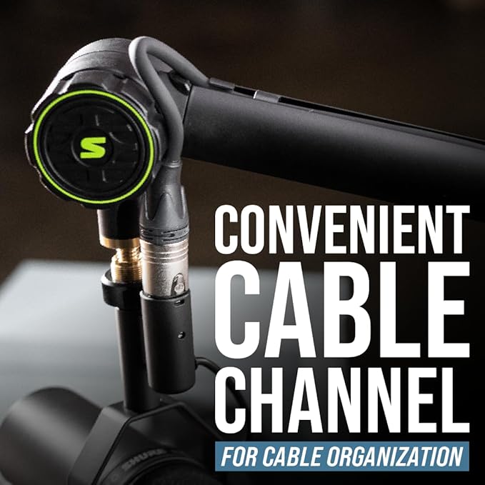 Shure by Gator Deluxe Articulating Desktop Podcasting Mic Boom Arm with Cable Management Channel; (SH-BROADCAST1)