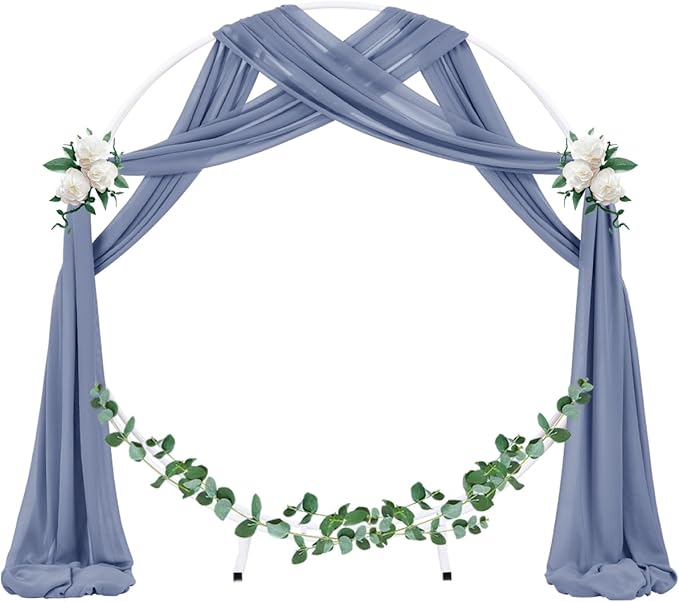 Socomi Wedding Arch Draping Fabric 2 Panels 29" x 19Ft Dusty Blue Sheer Chiffon Curtain Drapes 6 Yards for Wedding Ceremony Birthday Party Decoration