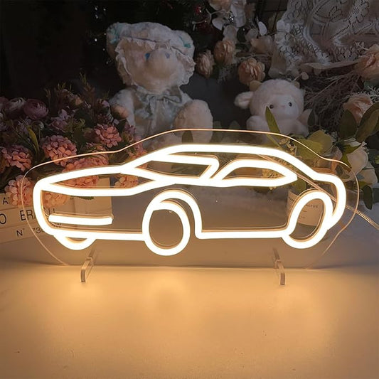 Sports Car Table Number Neon Sign Desk Lamp Night Light Wedding Letter LED Neon Sign Wedding Table Decorations Neon Light Shop Bedroom Home Room Decor Christmas Party Warm White USB 40×17.9CM