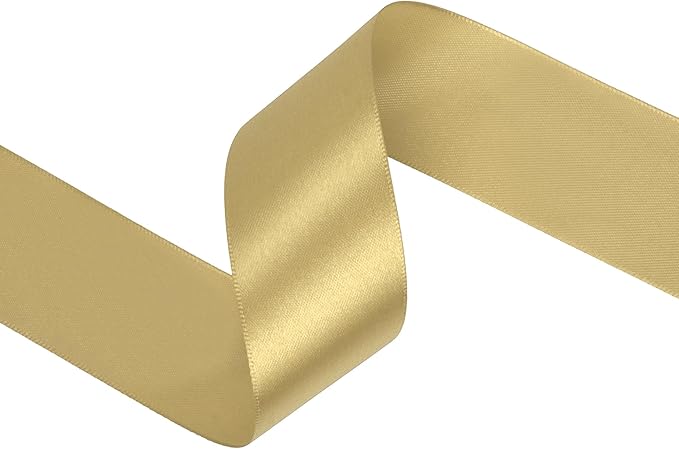 Light Gold Satin Ribbon 1-1/2 inch X Continuous 50 Yards, Single Face Polyester Ribbon Perfect for Gift Wrapping, Flower Bouquet, Wedding Decor, Crafts, Bow Making, Sewing and More