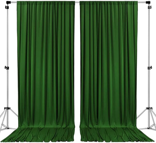 AK TRADING CO. 10 feet x 10 feet Valley Green Polyester Backdrop Drapes Curtains Panels with Rod Pockets - Wedding Ceremony Party Home Window Decorations