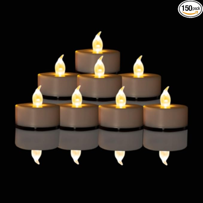 Nancia Tea Lights, 150PACK Flameless LED Tea Lights Candles, Flickering Warm White, 200 Hours Battery-Powered Tea Light, Ideal Party, Wedding, Birthday, Gifts Home Decoration