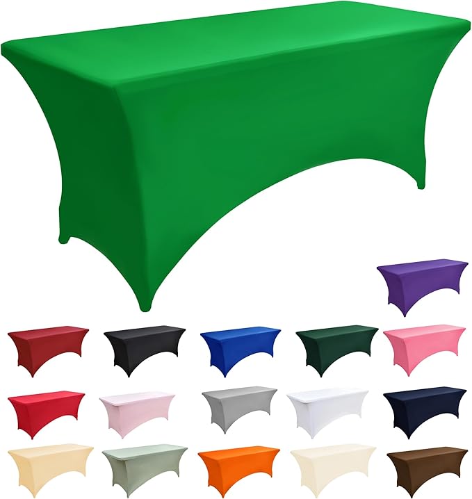2-Pack 6ft Spandex Table Covers for Rectangle Standard Folding Tables - Wrinkle Resistant Stretch Tablecloths - Ultimate Fitted Table Protector for Parties, Trade Shows, Banquet