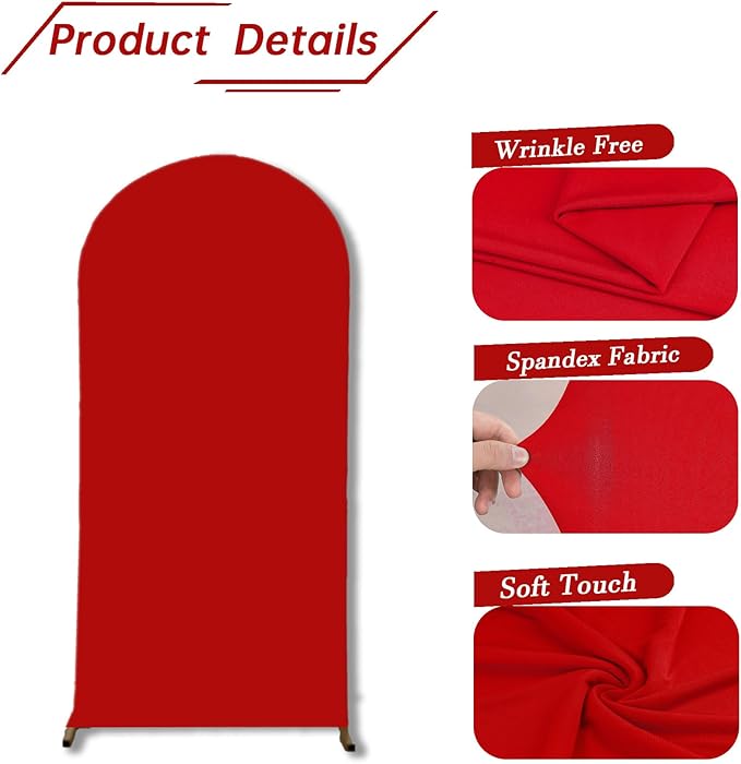 bricia Wedding Arch Backdrop Stand Cover, 5FT Double Sided Stretchy Arch Cover Fitted Wedding Birthday Party Banquet Decoration (Red 60''Lx25.2''W)