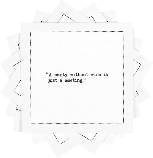 Five Star Napkins Wine Quotes, White Cotton Cocktail Napkins, Beverage Napkins, Bar Napkins, Cloth Napkins, Party Napkins, Events, Holidays, Weddings, Birthdays, Disposable, 4.5" x 4.5"- (50x)