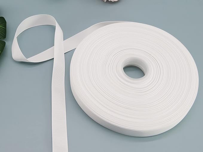 Jesep One Roll 100 Yards 3/4" Soild Grosgrain Ribbon Boutique Gift Wrapping Package Ribbon, DIY Crafts Bow Hair Headband Accessories Assorted Ribbon#29 (3/4" 20mm, White)