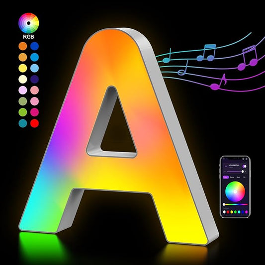 OJQ Light Up Letters Led Lights- Marquee Letters for Room Decor Wall Lights - Christmas Gifts Music Sync Color Change Colorful, Christmas Birthday Gifts for Girl, Teen Girls Gifts Home Wall Decor