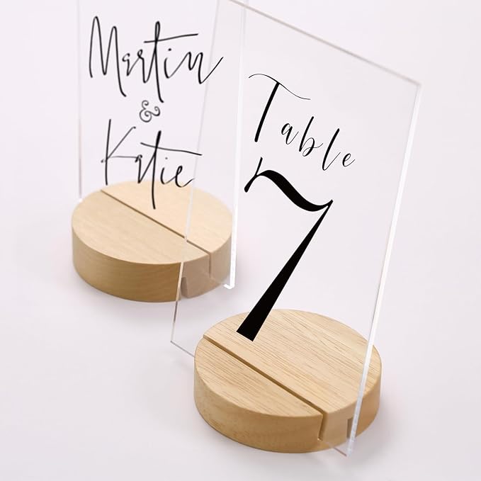 UNIQOOO 10 Pack 3" Round Birch Wood Stands for Wedding Acrylic Sign, Wood Table Number Holders for 1/8 Thick Acrylic Sheets | Wedding Display Stand, Card Holder for Bar Menu, Retail Sign, Party