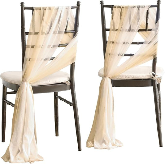 Ling's Moment Wedding Chiffon Chair Sashes Cover Aisle Decorations Draping Fabric Wrinkle-Free with Tie 16 Pcs for Party Ceremony Reception Floral Arrangement Banquet Outdoor Decor
