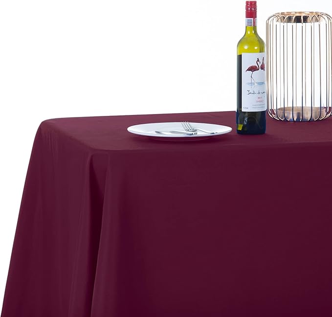 Ascoza 2pack 90x132 Inch Burgundy Rectangular Tablecloth 6 Feet Table Cloth in Polyester Fabric for Wedding/Banquet/Restaurant/Parties