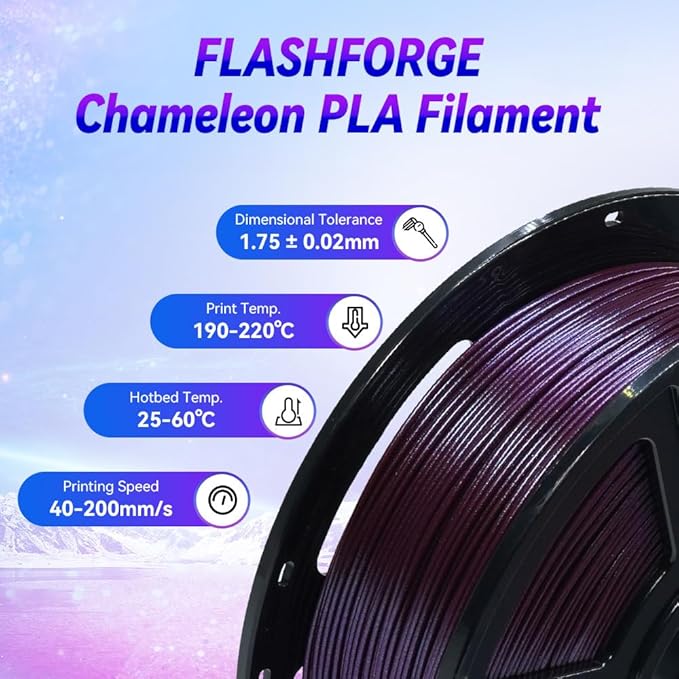 FLASHFORGE 3D Printer Filament, Chameleon PLA Color Shift Filament 1.75mm, Changes Color with Light and Angles, 1KG Spool (2.2lbs), Dimensional Accuracy +/- 0.02mm (Marsala)